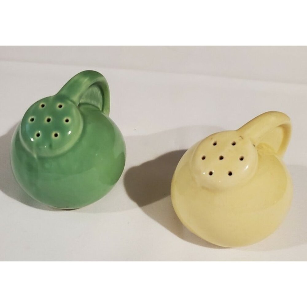 Green & Yellow Vintage Watering Can Salt & Pepper Shakers, 3" Tall